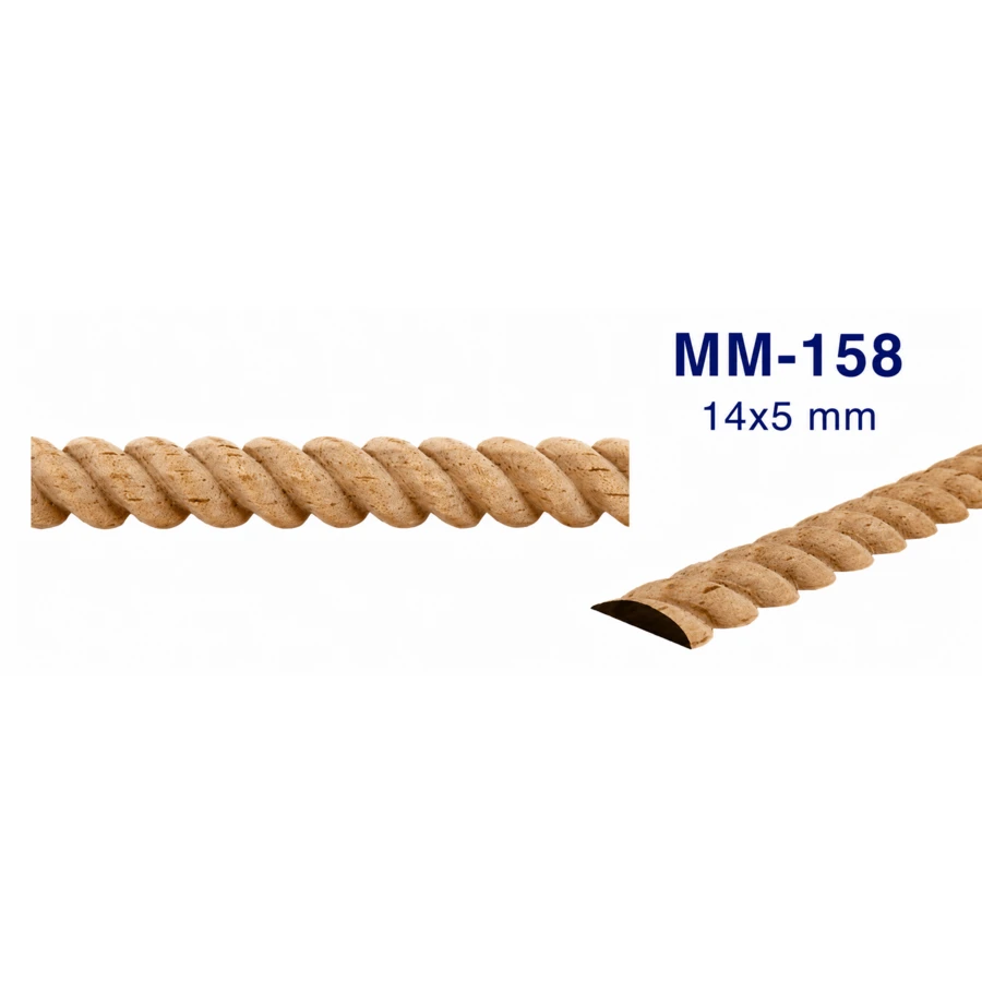 Kit 8 Molduras Media Caña Grabadas MM-158 de Madera | 55 cm c/u | Pino Natural - C - Ver 1