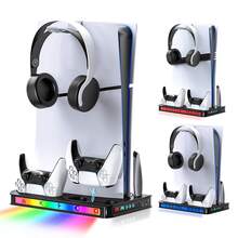 Pixel Style RGB Cooling Base, Compatible With P5, P5 Slim And P5 Pro Disc/Digital Edition, Dual Controller Charging Base, 3-Speed Turbo Cooling Fan, 9 RGB Lighting Modes, 3 DIY Customizable Display Panels, Headphone Holder And USB Expansion - View 9