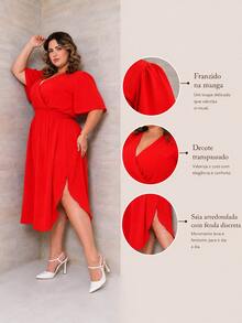 Plus Size Dresses - Red - View 2