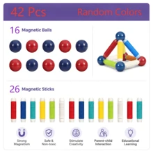 25/36/42/64pcs Extendable Magnetic Sticks Building Toy, Portable 3D STEM Construction Set For Kids Ages 3+, Creative DIY Birthday Gift - Multicolor - View 10
