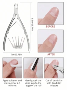 8/6/5/4/3/2/1pc Stainless Steel Multi-Function Cuticle Nippers, Remove Dead Skin, Polish Cuticles, Suitable For Beginners And Professionals For Manicure And Pedicure Care - Multicolor - View 7