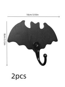 2pcs Halloween Black Bat Key Hooks, Wooden Creative Decorative Crafts - Multicolor - View 10