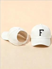 1顶纯色露后马尾棒球帽，带26个字母，女士时尚运动遮阳帽，户外防紫外线，适合假日和旅行 - 米色 - 查看 11