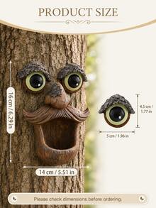 Funny Tree Face Resin Bird Feeder, Outdoor Tree-Hanging Wild Bird Feeding Station, Humorous Garden Decor Sculpture, Suitable For Backyard, Patio, Deck, Perfect For Bird Lovers And Nature Enthusiasts, Outdoor Decoration, Autumn Decor - Big-eyed Bird Feeder - View 4