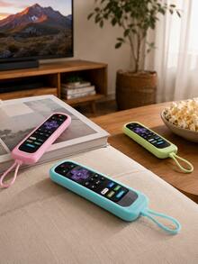 1-Pack Cylindrical Remote Control Case, Soft Silicone Case, Compatible With A Variety Of Smart TV Remote Controls. Thickened Faux Leather-Textured Shock-Resistant Case With A Glow-In-The-Dark Strap, Available In Multiple Colors. - 1PC - View 2