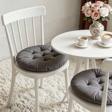 4pcs Casual Style Polyester Chair Pads, Soft Round Seat Cushions, Durable Knitted Design, Suitable For Garden, Dining Room, Office And Living Room Chairs - A - View 3