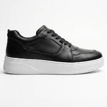 Alto Calçados Saturno Tênis Casual Em Couro Que Aumenta até 8cm - Preto - Visão 2