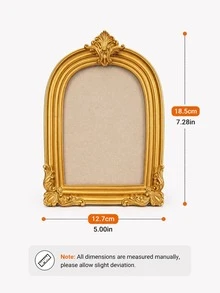 Vintage Gold Resin Picture Frame, Ornate Baroque Arch Photo Frame, Tabletop Display For Bedroom, Vanity, Mantel, Antique‑Style Home Decor, Perfect Wedding & Memorial Photo Gift - 1PC - View 9