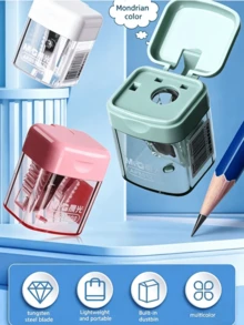 Single Hole Pencil Sharpener, Premium Student Pencil Sharpener, Durable And Easy To Clean, With Cover To Prevent Mess, Compact Design, Suitable For Office And Home Desktop Stationery, School Manual Pencil Sharpener, Eyebrow Pencil Sharpener - Single-hole Pencil Sharpener - View 1