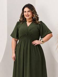 Plus Size Dresses - Army Green - View 3
