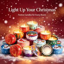 10PCS Portable Candle Jars, Assorted Designs, With Lids, Christmas-Themed, Colorful, Heat-Resistant, Leak-Proof, And Versatile. - C5-10PCS Random Pattern - View 5