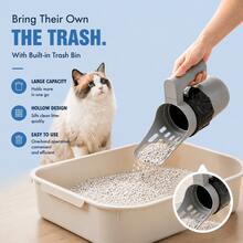 2pcs Large Capacity Cat Litter Scoop + 1 Garbage Bag, Contactless Design, Ergonomic Handle, Durable Plastic Structure, Easy To Clean, Suitable For Indoor/Outdoor Use, Indoor Pet Care, Modern Pet Supplies, Sturdy Structure - Grey - View 11