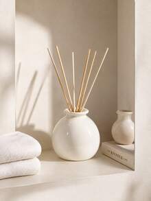 1pc Ins Minimalist Bright White Round Rattan Aromatherapy Bottle, Light Bulb Shaped Fragrance Container, Neutral Home Bedroom Desktop Fragrance Decor Gift - Small White Jar Aroma Diffuser Bottle - View 9