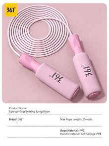 361degree 1pc Unisex Pink Adjustable Steel Wire Ball Bearing High‑Speed Smooth Rotation Tangle‑Free Durable Sporty Racing Speed Jump Rope For Cardio Fitness Gym Home Workout Speed Training - Multicolor - View 1
