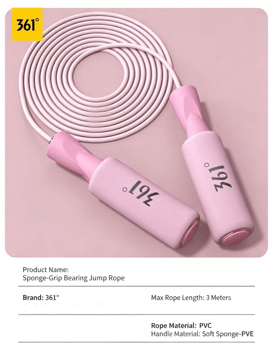 361degree 1pc Unisex Pink Adjustable Steel Wire Ball Bearing High‑Speed Smooth Rotation Tangle‑Free Durable Sporty Racing Speed Jump Rope For Cardio Fitness Gym Home Workout Speed Training - Multicolor - View 1