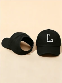 1pc Solid Color Open Back Ponytail Baseball Cap With 26 Letters, Women Fashion Sports Sun Hat For Outdoor UV Protection - Black - View 30