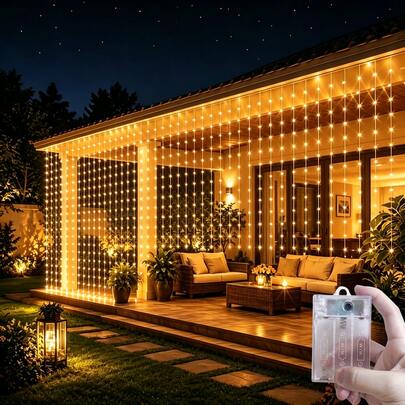 Christmas & Halloween Decorative Hanging String Lights, Outdoor Lights, Yard Lights, Holiday String Lights, 8 Lighting Modes Battery Box Curtain Lights, Camping Decoration, Fairy String Lights, Patio String Lights, Sparkling Garden Lights, Romantic Atmosphere Room Bedroom Living Room Bedroom Curtain String Lights, Fairy Tale Garland Decorative String Lights, Landscape Lighting, Wedding Party Decorative String Lights, Date Confession Decorative String Lights, Birthday Party Decoration