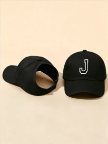 1pc Solid Color Open Back Ponytail Baseball Cap With 26 Letters, Women Fashion Sports Sun Hat For Outdoor UV Protection - Black - View 13