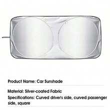 Car Windshield Sun Shade - UV Protection & Heat Insulation, Foldable Sunshade, Cools Car Interior And Dashboard, Universal Fit Summer Essential - Silver - View 11