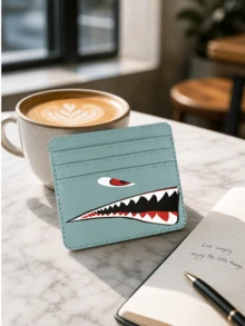 Shark Print Card Holder For Men, Blocking Slim Leather Card Wallet, Multi Card Slots Portable Minimalist Purse, Multi-Slot Storage Bag, Essential For Back To School And Travel, Unique Teacher's Day, Back To School, Halloween, Christmas Gift - Multicolor - View 7