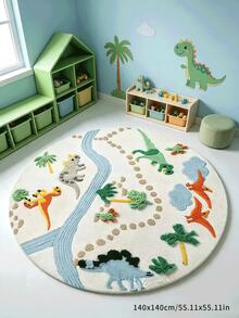 1PC Round Cartoon Dinosaur Park Rug, Jurassic River Forest Scene ...