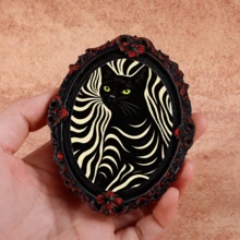 1pc Wooden Photo Frame Fridge Magnet, Exorcist Cat Pattern Fridge Magnet - Suitable For Home, Office, Study Room Fridge Decoration - Fridge Magnet! - one-size - View 19