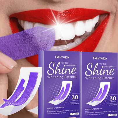 Feimuko 1 Caja/7 piezas Tiras blanqueadoras de dientes, Limpieza profunda eliminación de amarillo blanqueamiento, Limpia manchas de dientes, café, té y otras manchas persistentes, Tiras dentales de cuidado oral
