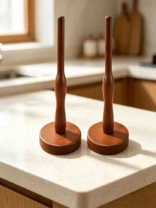 1pc Solid Walnut Wood No-Drill Kitchen Paper Towel Holder - Vertical Paper Towel Roll Rack, Countertop Home Paper Towel Storage Rack, Suitable For Kitchen And Bathroom, Home Storage Box And Rack, Independent Floating Bathroom Dining Table Storage Rack, Can Hold Multiple Rolls - Multicolor - View 10
