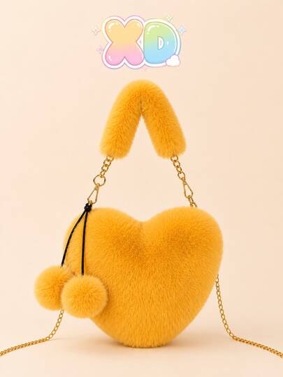 XD Cute Plush Girls' One Shoulder Crossbody Small Bag, Soft Children's Handheld Coin Purse For Autumn/Winter, Portable Mini Storage Bag For Coins, Hair Accessories, Earphones And Small Trinkets, School, Shopping, Travel, Holiday Birthday Gift For Girls