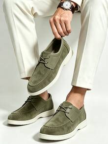 Handmade Men's Casual Slip-On Loafers Breathable Boat Shoes Flat Mocassins Outdoor Driving Shoes - Green - View 8