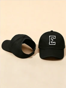 1pc Solid Color Open Back Ponytail Baseball Cap With 26 Letters, Women Fashion Sports Sun Hat For Outdoor UV Protection - Black - View 37