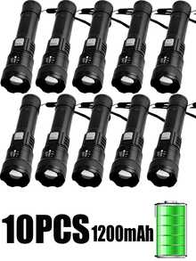 1/2pcs High Power 4900N Long Range LED Flashlight, Built-In 4-Level Battery Indicator, USB Rechargeable, Adjustable Zoom, Suitable For Tactical, Camping, Outdoor, Emergency Use, Great Gift For Valentine's Day, Mother's Day, Eid, Back To School, Christmas, Halloween - Multi-functional Flashlight - View 19