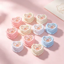 6/10/15pcs Cute Heart-Shaped Cream Cake DIY Resin Charm Pendant Accessories, Suitable For Handicrafts, Hair Clip Decoration And Jewelry Making Materials - Random Color - 3D Heart-shaped Cake - View 1