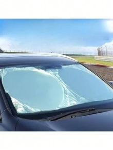 Car Windshield Sun Shade - UV Protection & Heat Insulation, Foldable Sunshade, Cools Car Interior And Dashboard, Universal Fit Summer Essential - Silver - View 10