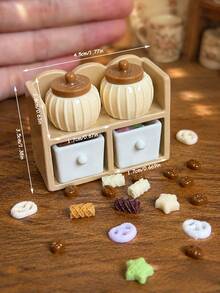 Miniature Snack Storage Canister Set, Dollhouse Storage Rack, Drawer Canister Candy Cookie Food Decor Model, Resin Material, Non-Edible - one-size - View 1