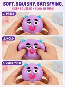Juguete sensorial de cara de perro creativo y divertido, suave y de rebote lento, juguete antiestrés divertido, regalo adecuado para adolescentes, mujeres, hombres y niños (morado), juguete blando, juego de apretar suave, juego para niñas, juego para niños, juego para niños, juguete blando, juguete antiestrés, juguete de apretar tipo dumpling, juguetes para adultos y mujeres - Multicolor - Ver 4