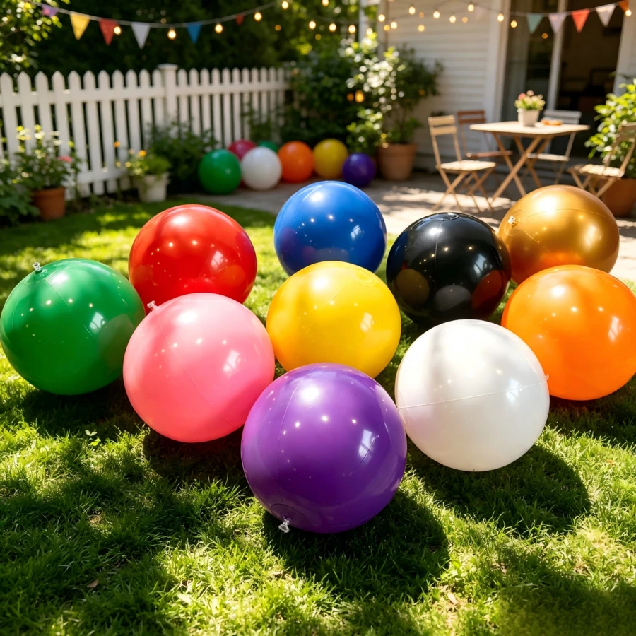 Solid-Color PVC Inflatable Beach Ball. Multiple Colors Available. Summer Water Inflatable Ball. Suitable For Beach And Pool Parties Decoration, As Well As Adult Gifts. - Multicolor - View 1