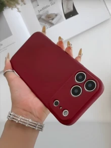 奢華復古酒紅色手機殼,適用於 iPhone 17 Pro Max 16 15 Plus 14 13 12 11 Pro Max,純色軟質防震保護殼 - 酒紅色 - 查看 13