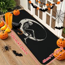 1/2pcs Halloween Door Mat, Halloween Skull Moon Pattern Flannel Door Mat, Non-Slip Absorbent Machine Washable Floor Mat For Home, Suitable For Entrance, Living Room, Bedroom, Kitchen, Bathroom, Yard, Multi-Functional Decorative Mat - Multicolor - View 13