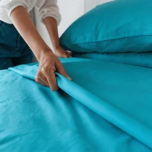 Flanell-Bettlaken | Weich, atmungsaktiv, hypoallergen | Mehrere Größen für Einzel-, Doppel- und King-Betten | Einfarbig, viele Optionen, maschinenwaschbar - Wasserblau - Übersicht 3