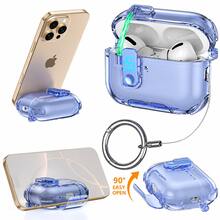 1pc Cute Anti-Drop Automatic Transparent Earphone Protective Case, Only Compatible With AirPods Pro 3, Transparent Hard Shell, With Safety Lock And Anti-Loss Keychain, Wireless Earphone Charging Case Accessory, Suitable For Travel And Daily Use. - Multicolor - View 4