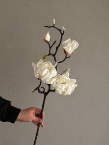 1pc Artificial Magnolia Branch, Real Touch Single Head Faux Magnolia Flower, Suitable For Home Decor, Wedding Centerpiece, Garden Arrangement - Multicolor - View 12