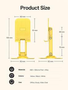 1pc 360° Rotating Desktop Phone Stand, Adjustable Foldable Alloy Phone Holder With Weighted Base, Multi-Angle Stand For Smartphones & Tablets, Office, Study, Video Calls & Desk Use - Multicolor - View 9