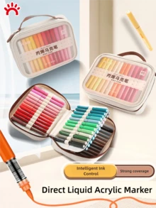 1pc Soft Tip Direct Liquid Acrylic Marker Pen 168 Colors/120 Colors/84 Colors/60 Colors/48 Colors/36 Colors Optional, Storage Bag Packaging, Layerable, Suitable For Colored Pencil Sketching Marker Pens, Suitable For Artist Painting Pens, Used For Making Christmas, Thanksgiving, New Year Gifts, Easter Eggs, Holiday Gifts, Card Making, Metal, Ceramic, Wine Glasses, Halloween Decoration Graffiti Pens, Painting Pens, Coloring Pens - Multicolor - View 2