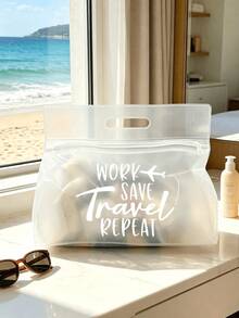 WORK SAVE TRAVEL REPEAT 透明盥洗包，防水旅行收納袋，適合存放洗髮精、乳液、化妝品等，為旅行/日常使用增添時尚與實用感，適合旅行者、通勤族、學生、美容愛好者，是旅行、健身、飯店住宿、日常浴室收納的理想選擇，用途廣泛，可作為盥洗收納袋使用 - 彩色 - 查看 9