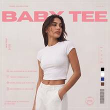 Blusa Feminina Baby Tee T-shirt Ribana Estampa Y2k Basica Confortavel Dia A Dia Slim Verão Cherry - Branco - Visão 7