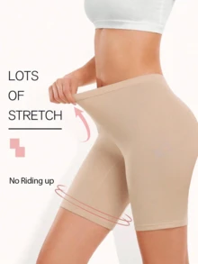 3 Peças Calcinhas Sem Costura Femininas, Calcinhas Tipo Hipster, Shorts Anti-Atrito, Adequados para Usar com Vestidos ou Calças de Ciclismo - Multicolorido - Visão 5