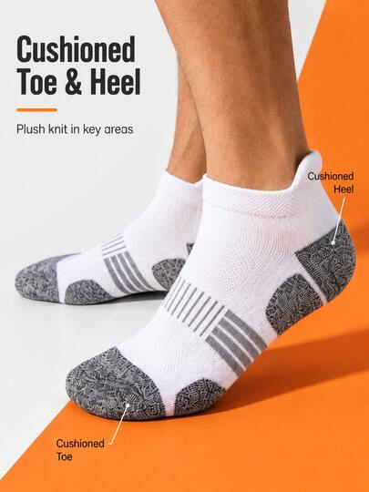 5/1 Pair Men's Athletic Ankle Socks, Cushioned Towel Bottom Sports Socks, Anti-Slip Soft Short Socks For Running, Fitness, Gym Equipment Workouts, Joggers, Bike Accessories, Travel, Camping Essentials, Hiking And Daily Wear