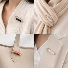 3.8cm Beaded Safety Pin Brooch For Women, 5 Colors Gold Silver Tone Pearl Bead Lapel Pin For Sweaters, Scarves, Coats, Bags, Cardigans & Dresses - Multicolor - View 6