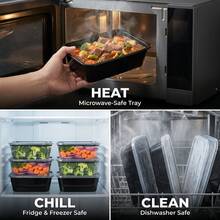 1/10/20/50pcs 750ml Black Thickened Takeout Food Containers With Lids, Microwave And Freezer, Reusable, Suitable For Restaurants, Bars And Cafes - Multicolor - View 5